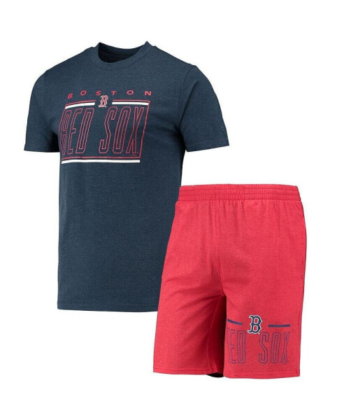 Men's Red, Navy Boston Red Sox Meter T-shirt and Shorts Sleep Set
