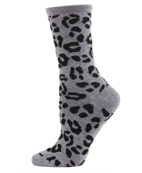 Leopard Animal Print Cashmere Women's Crew Socks