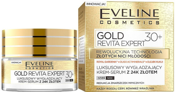 Glättendes Creme-Serum gegen Mimikfalten mit 24 Karat Gold 30+