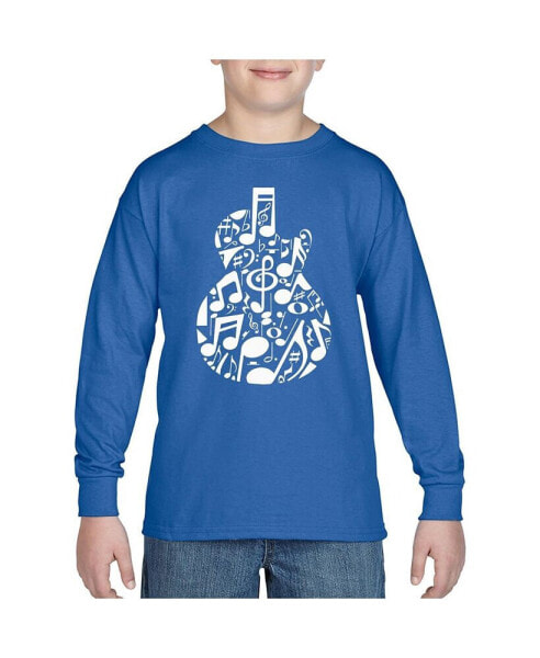 Child Music Notes Guitar - Boy's Word Art Long Sleeve T-Shirt