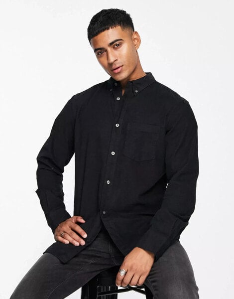 French Connection long sleeve cord shirt in black