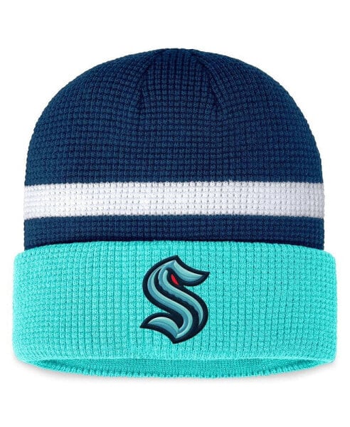Men's Deep Sea Blue, Light Blue Seattle Kraken Fundamental Cuffed Knit Hat