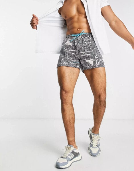 Topman tapestry print swim shorts