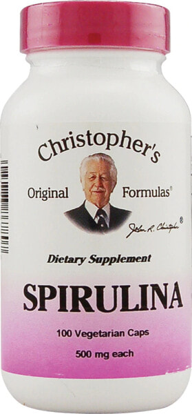 Christopher's Spirulina --  Пищевая добавка для поддержки здоровья зрения Спирулина - 500 мг - 100 Вегетарианских капсул