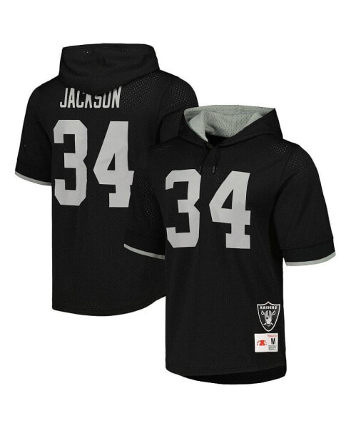 Men's Bo Jackson Black Los Angeles Raiders Gridiron Classics Retired Player Name and Number Mesh Hoodie T-shirt