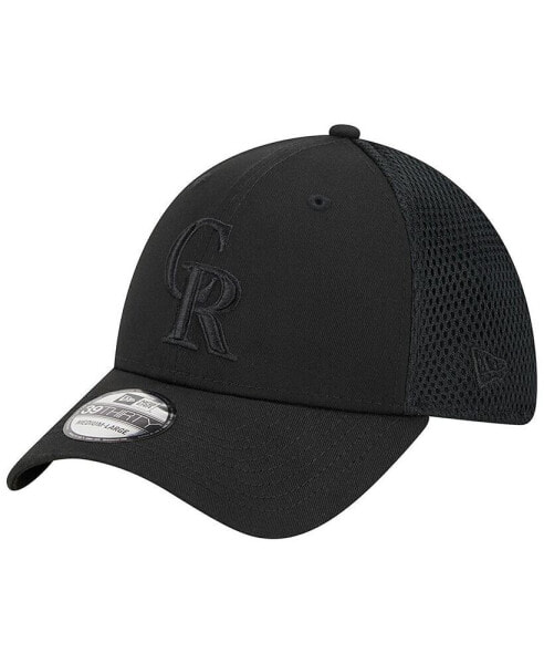 Men's Colorado Rockies Black-on-Black Neo 39THIRTY Flex Hat