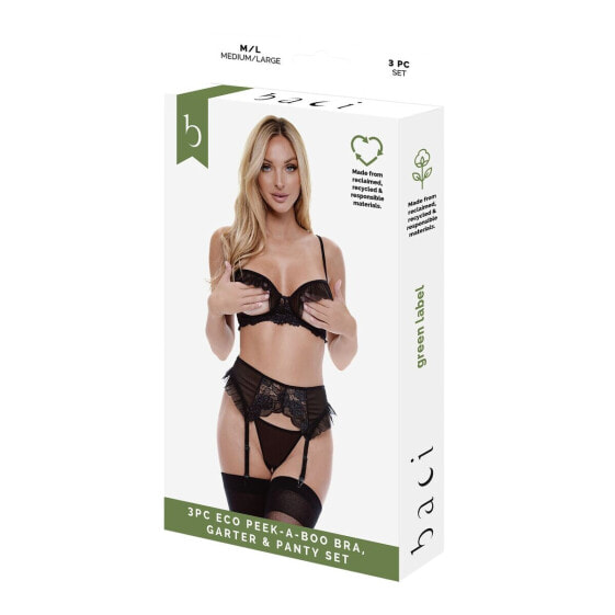 Underwear Set Baci Lingerie Peek-A-Boo Bra Black (M/L)