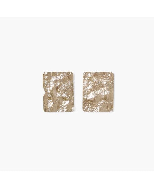 Hammered Rectangle Statement Stud Earrings Gold