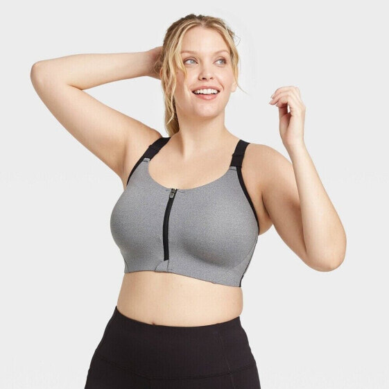 Women's High Support Zip-Front Sports Bra - All in Motion™ Heather Gray 38D