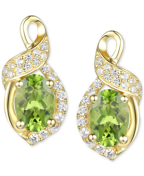 Peridot (1 ct. t.w.) & Lab-Created White Sapphire (1/6 ct. t.w.) Framed Stud Earrings in 14k Gold-Plated Sterling Silver