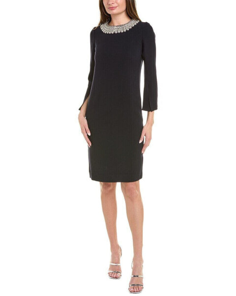 Teri Jon By Rickie Freeman Embellished Neckline Sheath Dress Women's