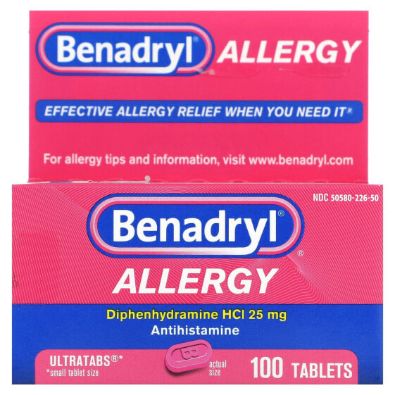 Allergy, Dipenhydramine HCl, 25 mg, 100 Tablets