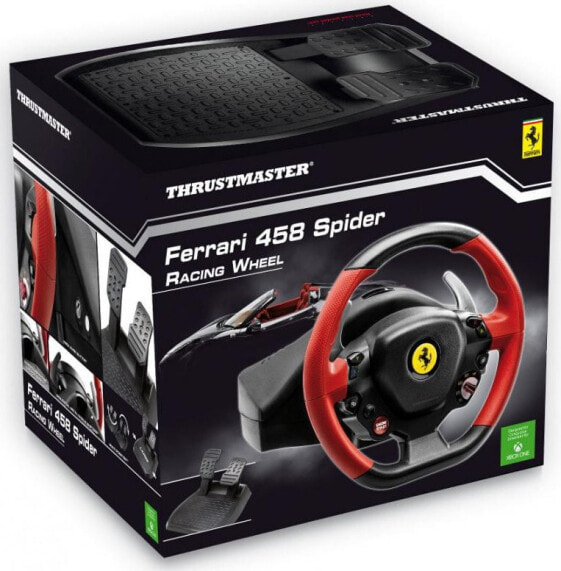 ThrustMaster Ferrari 458 Spider - Steering wheel + Pedals - Xbox One - D-pad - Wired - Black - Red - 3.5 kg