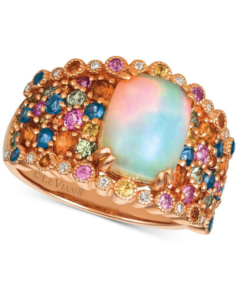 Rainbow Multi-Gemstone (3-1/6 ct. t.w.) & Diamond Accent Ring in 14k Rose Gold