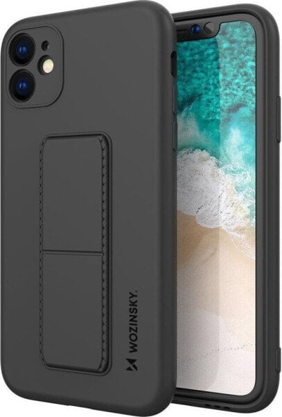 Wozinsky Wozinsky Kickstand Case elastyczne silikonowe etui z podstawką iPhone 12 mini czarny