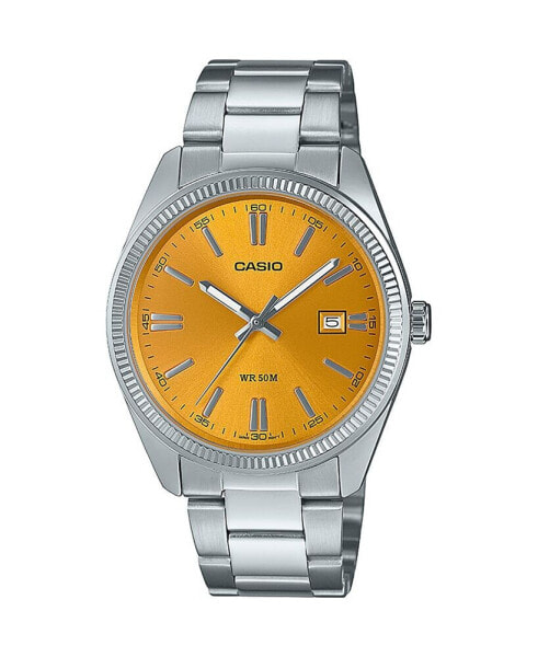 Часы и аксессуары CASIO Мужские аналоговые наручные часы из нержавеющей стали цвета серебряного, 38.5 мм, MTP1302D-9AVT
