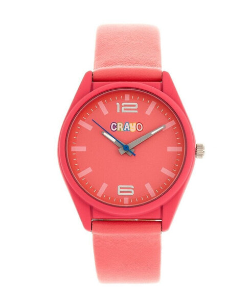 Unisex Dynamic Pink Leatherette Strap Watch 36mm