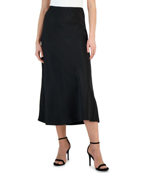 Women's Solid Satin Side-Zip Maxi Skirt
