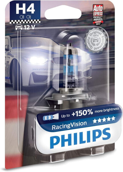 Philips RacingVision + 150% H4 headlight bulb 12342RVB1, single blister [Energy Class A]