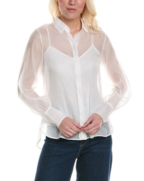 Marella Tony Silk-Blend Shirt Women's White 14