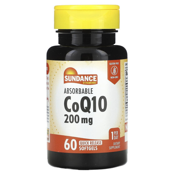 Антиоксидантные бады Sundance Vitamins CoQ10, 200 мг, 60 мягких капсул быстрого действия