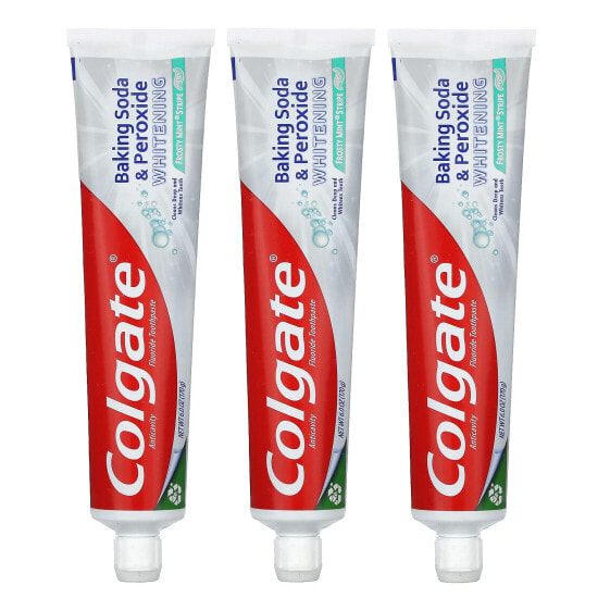 Зубная паста отбеливающая Colgate Baking Soda & Peroxide с фтором, 3 шт по 170 г каждая, мятная полоска