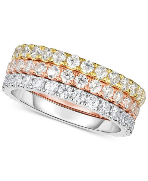 3-Pc. Set Tri-Tone Cubic Zirconia Stacking Bands