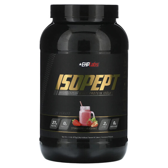 Протеин сывороточный EHPlabs IsoPept, гидролизованный изолят, земляничный молочный коктейль, 2.14 фунта (972 г)