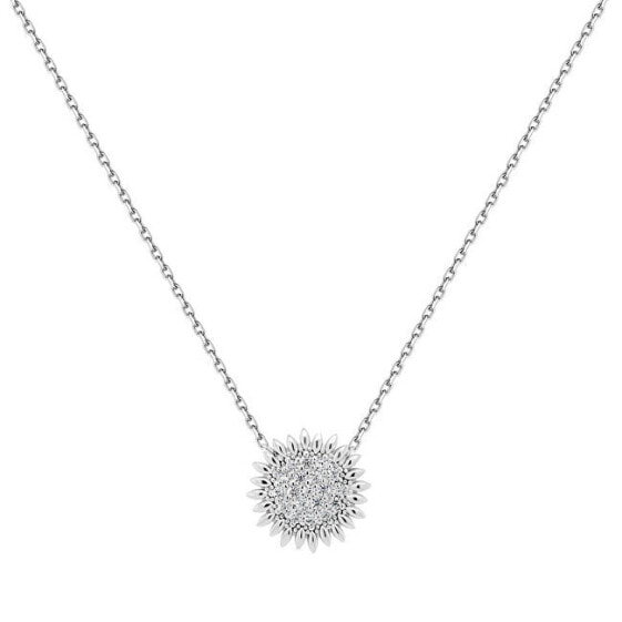 Glittering silver necklace with zircons NCL24W