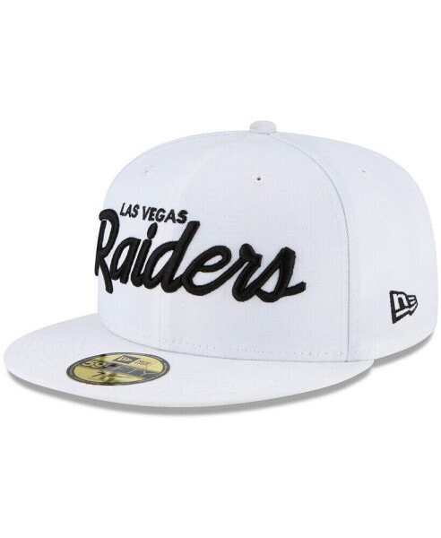 Men's White Las Vegas Raiders Logo Omaha 59Fifty Fitted Hat