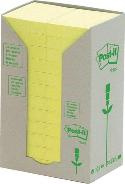 Post-it Karteczki samoprzylepne ekologiczne POST-IT (653-1T), 38x51mm, 24x100 kart., żółte