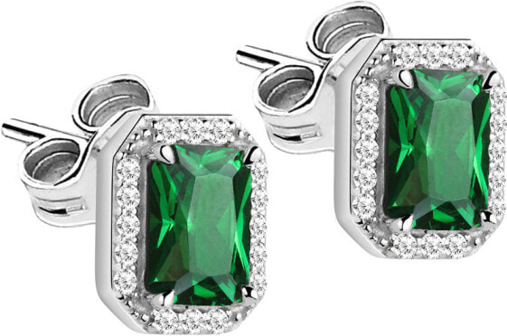 Серебряные серьги с зелеными кристаллами Tesori SAIW57