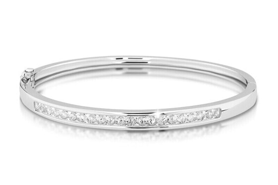 Luxury solid bracelet with clear zircons M01952