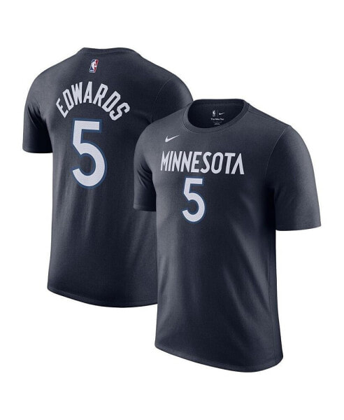 Men's Anthony Edwards Navy Minnesota Timberwolves Icon 2022/23 Name and Number T-shirt