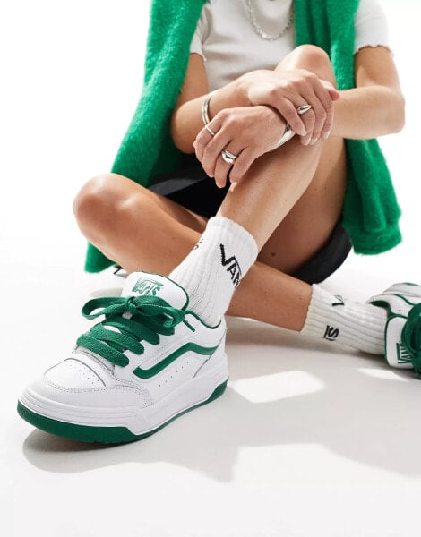 Vans hylane chunky leather trainers in white and green