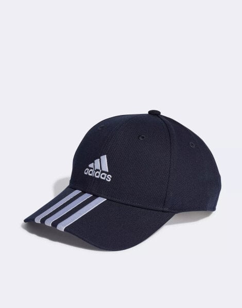 adidas Performance 3-stripes baseball cap in navy