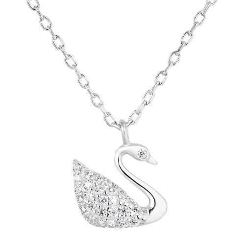 Playful silver necklace White swan 12032.1