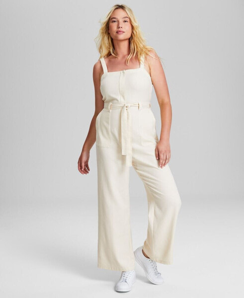 Women's Square-Neck Tie-Waist Jumpsuit, Created for Macy's