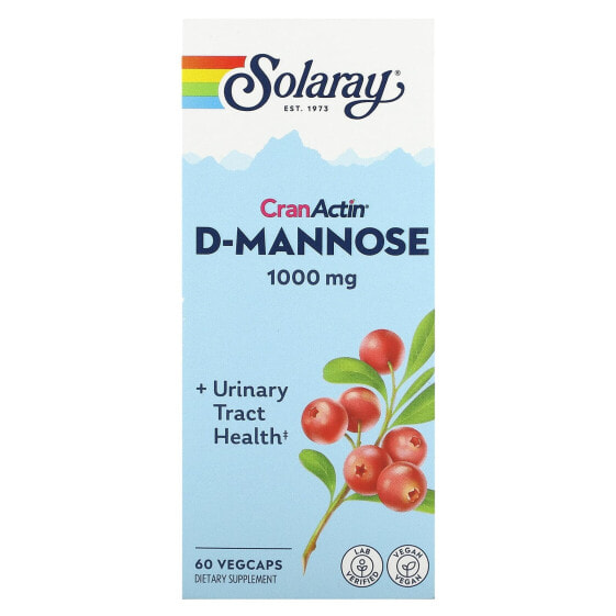Витамины и БАДы для женского здоровья SOLARAY CranActin D-Mannose, 1,000 мг, 60 VegCaps