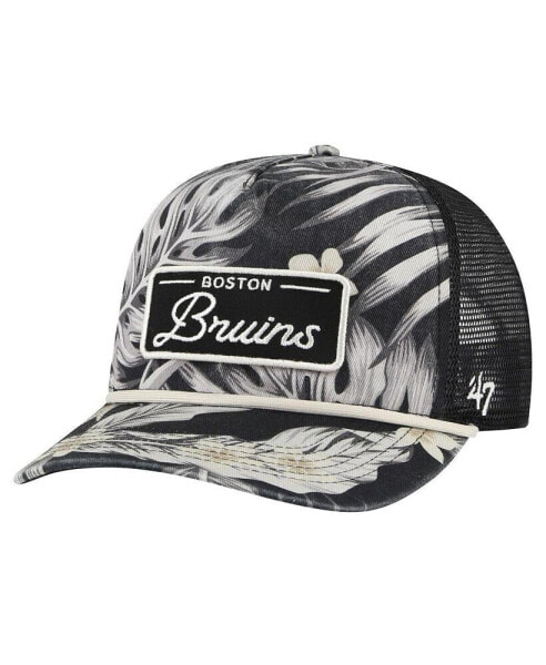 47 Brand Men's Black Boston Bruins Tropicalia Allover Print Trucker Adjustable Hat