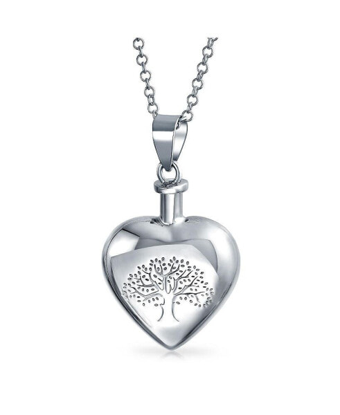 Family Tree Of Life Heart Pendant Memorial Cremation Urn Necklace For Ashes Women Teens .925 Sterling Silver Customizable