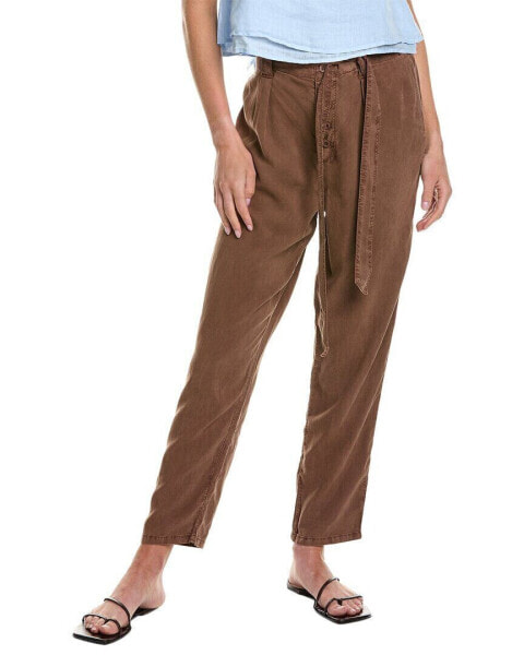 Bella Dahl Button Front Rolled Hem Trouser Women's Brown L