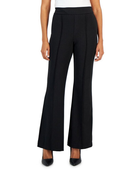 Women's Mid-Rise Ponte Seamed-Front Pants