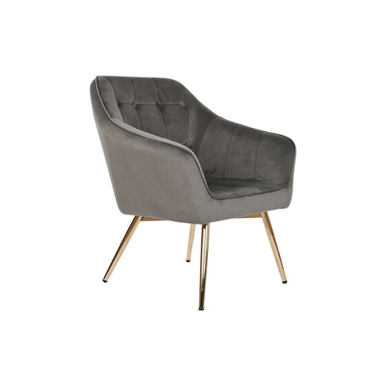 Кресло мягкое DKD Home Decor Позолоченный Темно-серый Металл 74 x 74 x 90 см