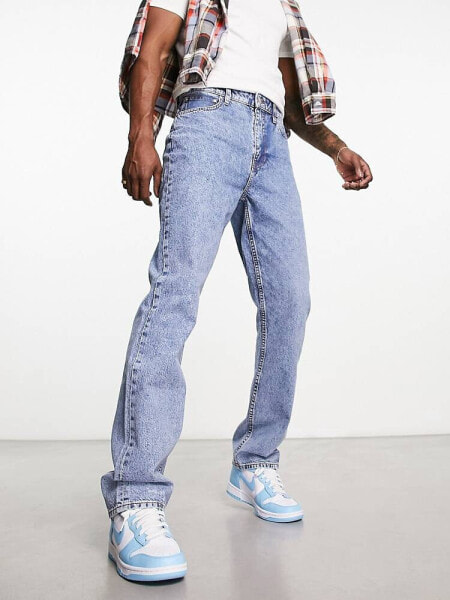 ASOS DESIGN straight leg jeans in dark wash blue