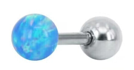 Piercing earring with blue synthetic opal