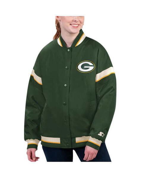 Women's Green Green Bay Packers Tournament Full-Snap Varsity Jacket
