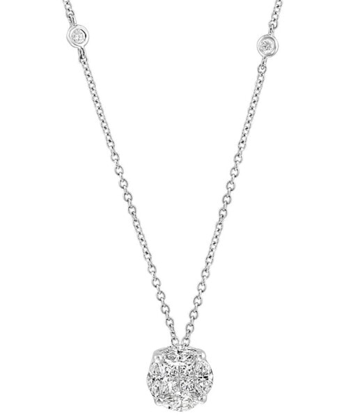 EFFY® Diamond Round Cluster 18" Pendant Necklace (3/4 ct. t.w.) in 14k White Gold