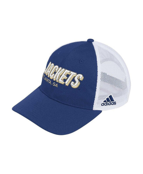 Men's Navy Georgia Tech Yellow Jackets Mascot Block Letter Slouch Trucker Adjustable Hat