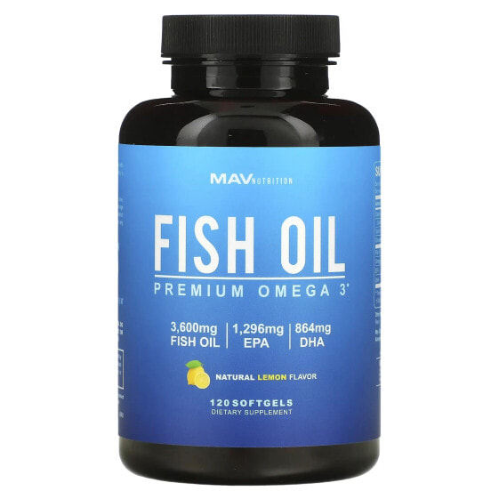 Omega-3 Fish Oil, Triple Strength, Natural Lemon, 120 Softgels